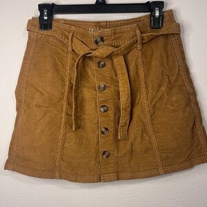 American Eagle Outfitters Corduroy Button-Front Mini Skirt in Cognac Brown